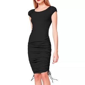 BETSEY JOHNSON Dress Ribbed Knit Bodycon Dress Black Size Small